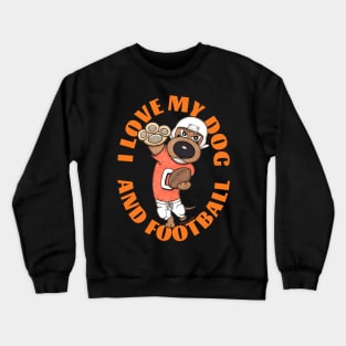 Cute Funny Doxie Dachshund Dog Football Player Crewneck Sweatshirt